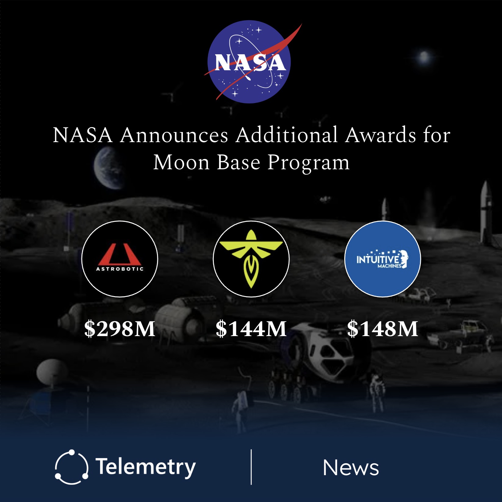 NASA Awards Nearly $600 Million for Four New Lunar Delivery Missions